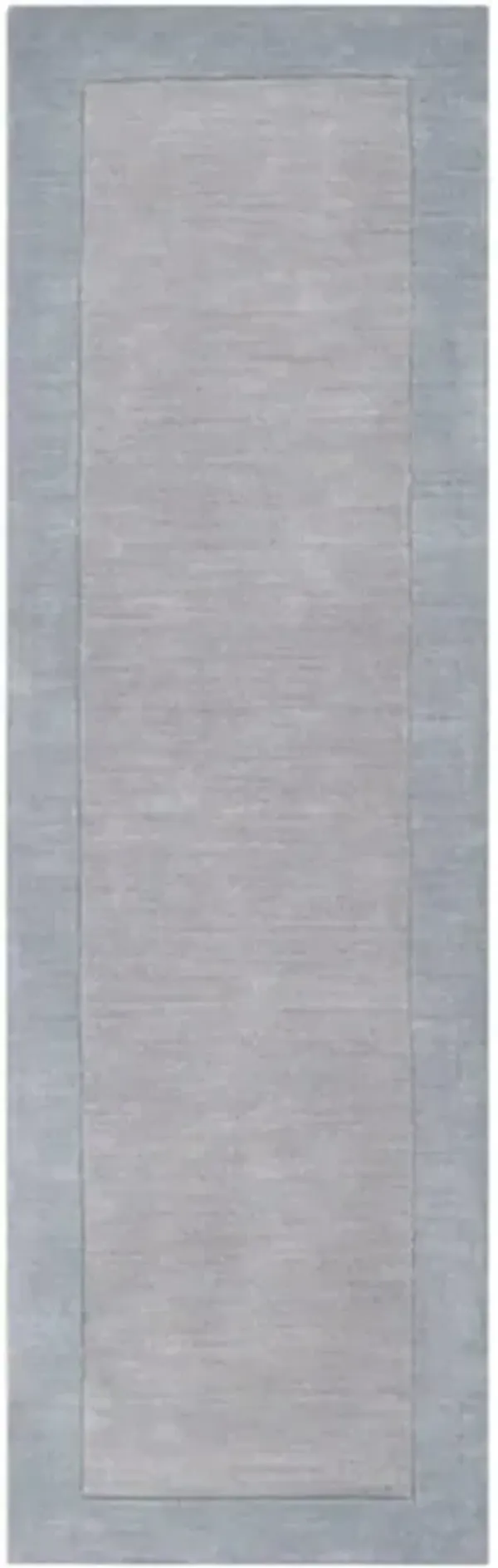 Norah Modern Classic Grey Wool Blue Border Solid Rug - 2'6"x8'