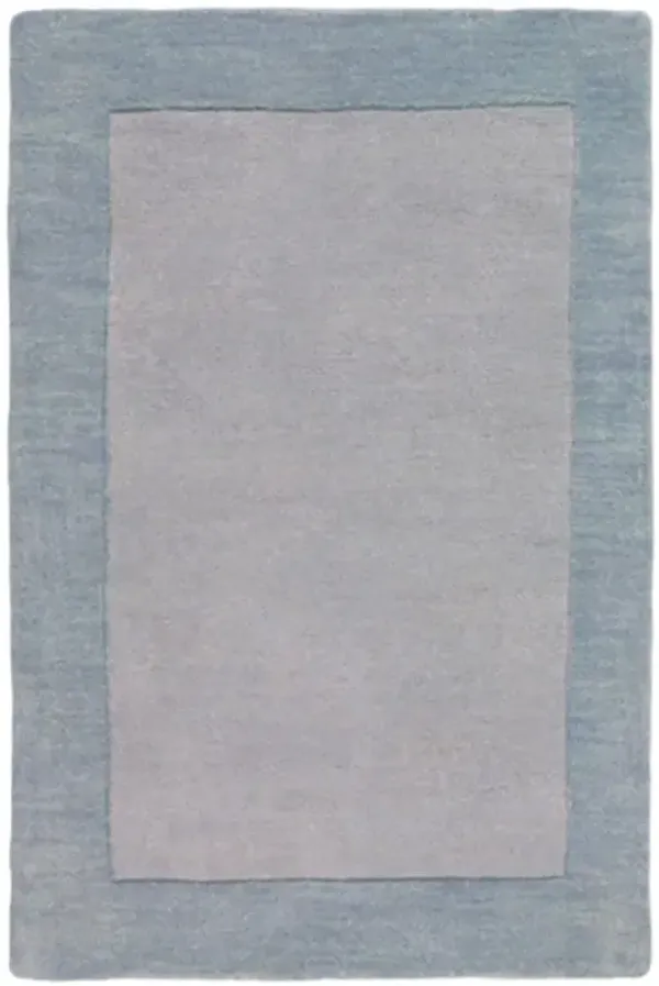 Norah Modern Classic Grey Wool Blue Border Solid Rug - 7'6"x9'6"
