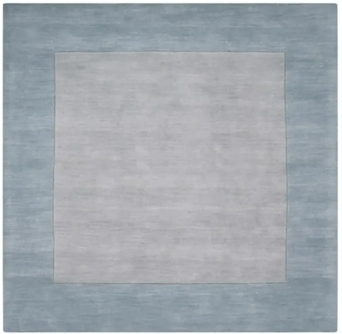 Norah Modern Classic Grey Wool Blue Border Solid Rug - 6' Square