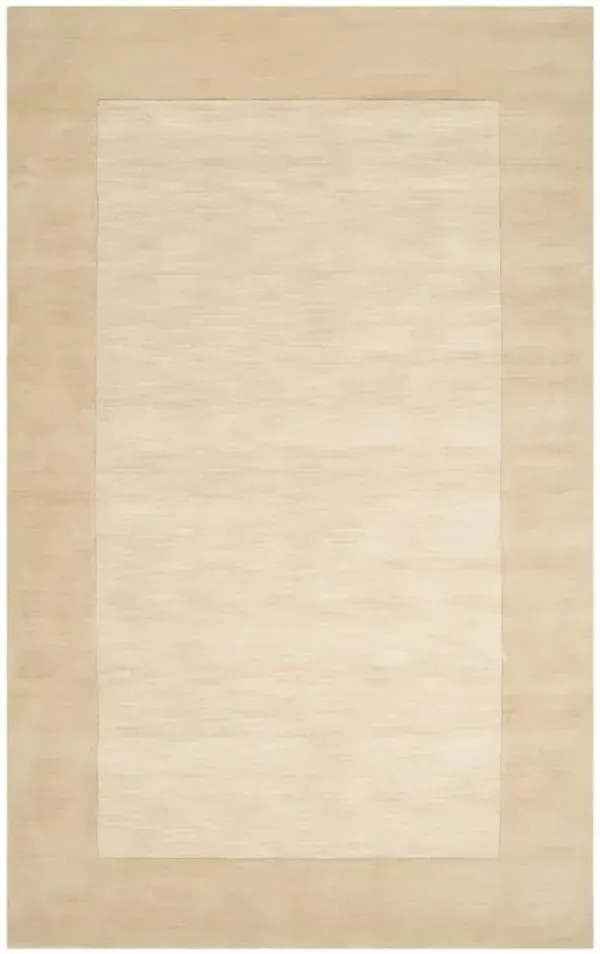Norah Modern Classic Cream Wool Beige Border Solid Rug - 2'x3'
