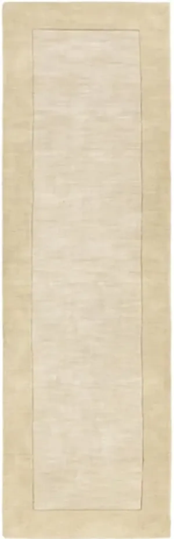 Norah Modern Classic Cream Wool Beige Border Solid Rug - 2'6"x8'