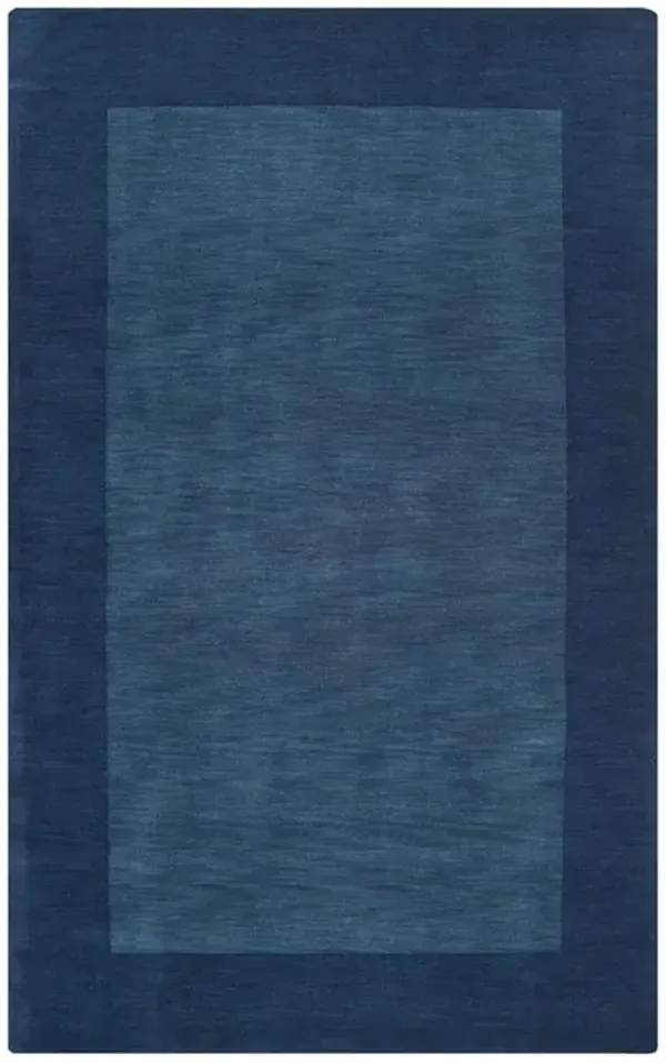 Norah Modern Classic Dark Blue Border Wool Solid Rug - 2'x3'