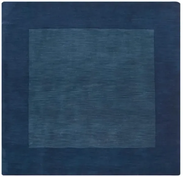 Norah Modern Classic Dark Blue Border Wool Solid Rug - 6' Square