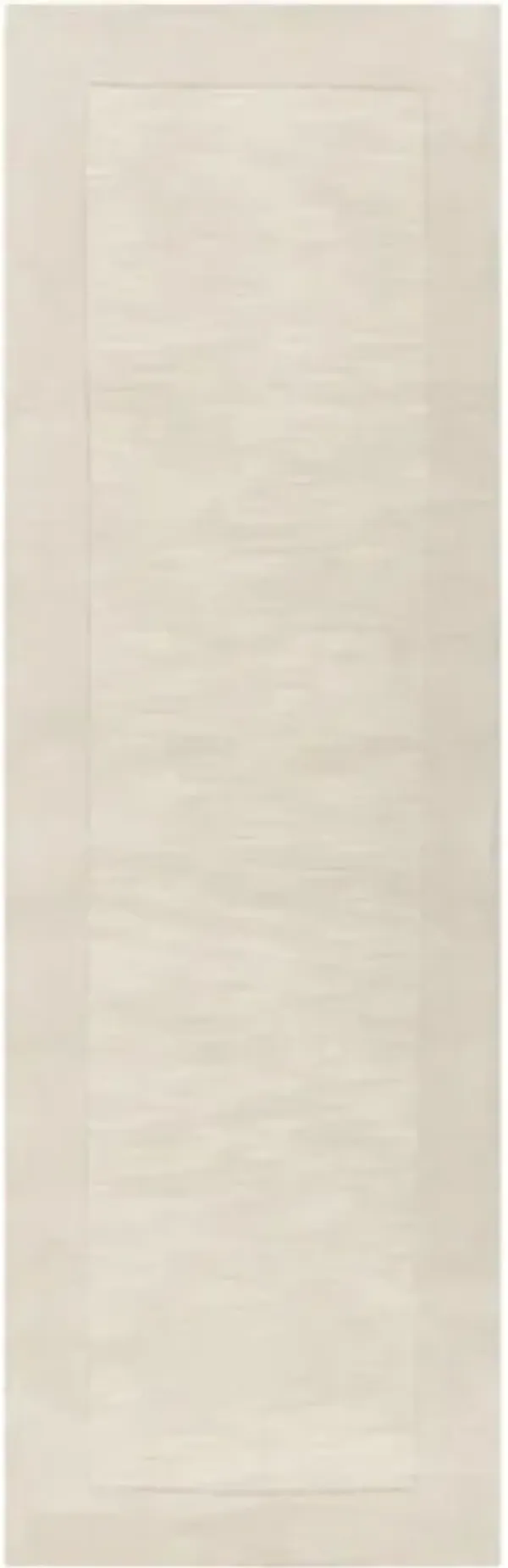 Norah Modern Classic Beige Border Wool Solid Rug - 2'6"x8'