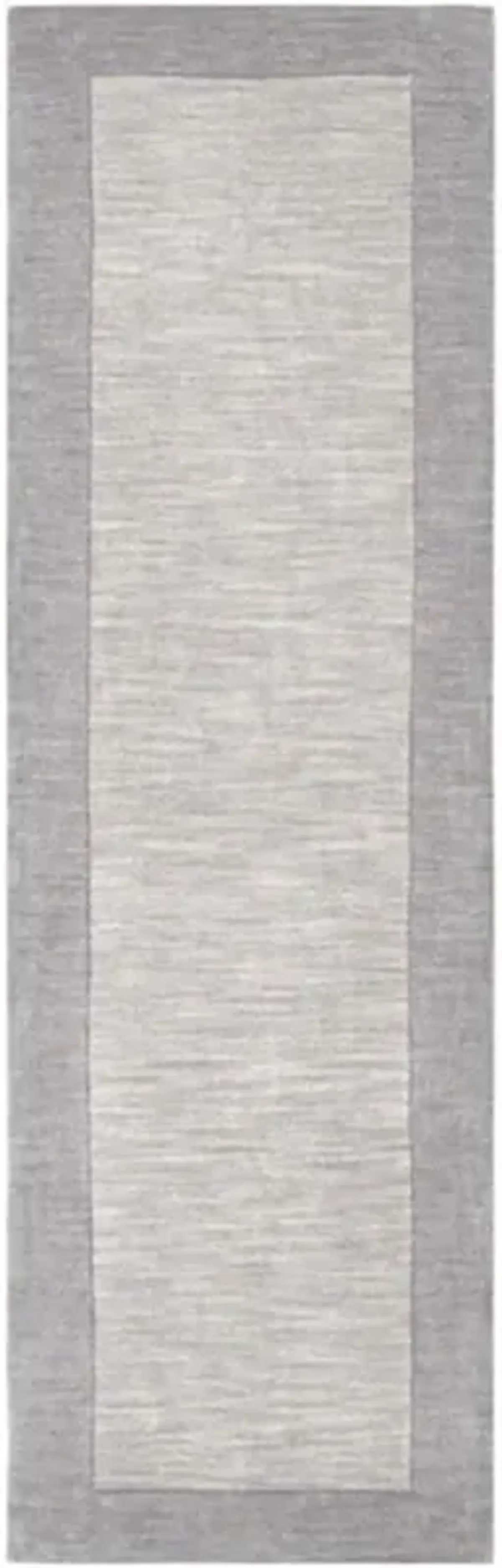 Norah Modern Classic Grey Border Wool Solid Rug - 2'6"x8'