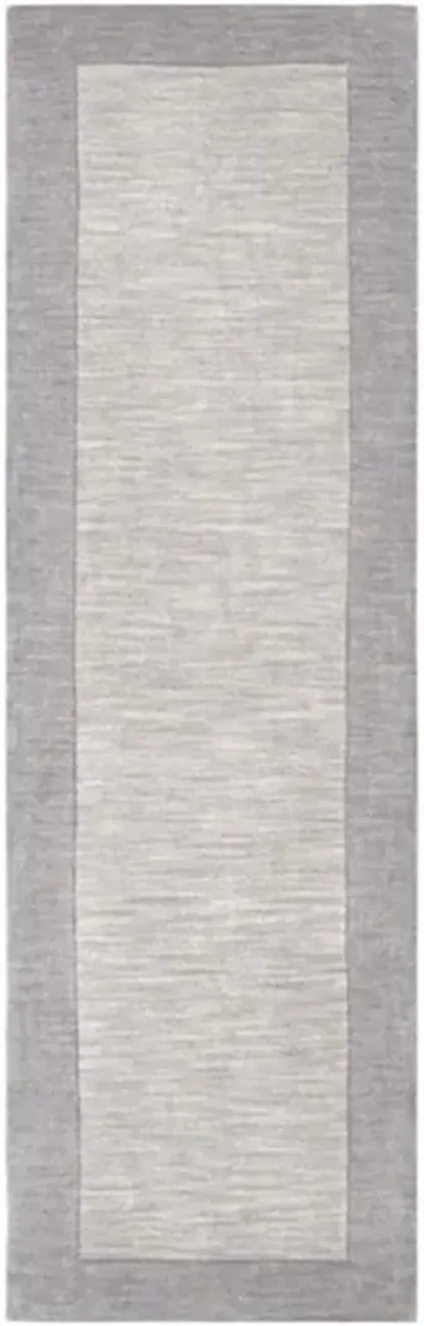 Norah Modern Classic Grey Border Wool Solid Rug - 2'6"x8'