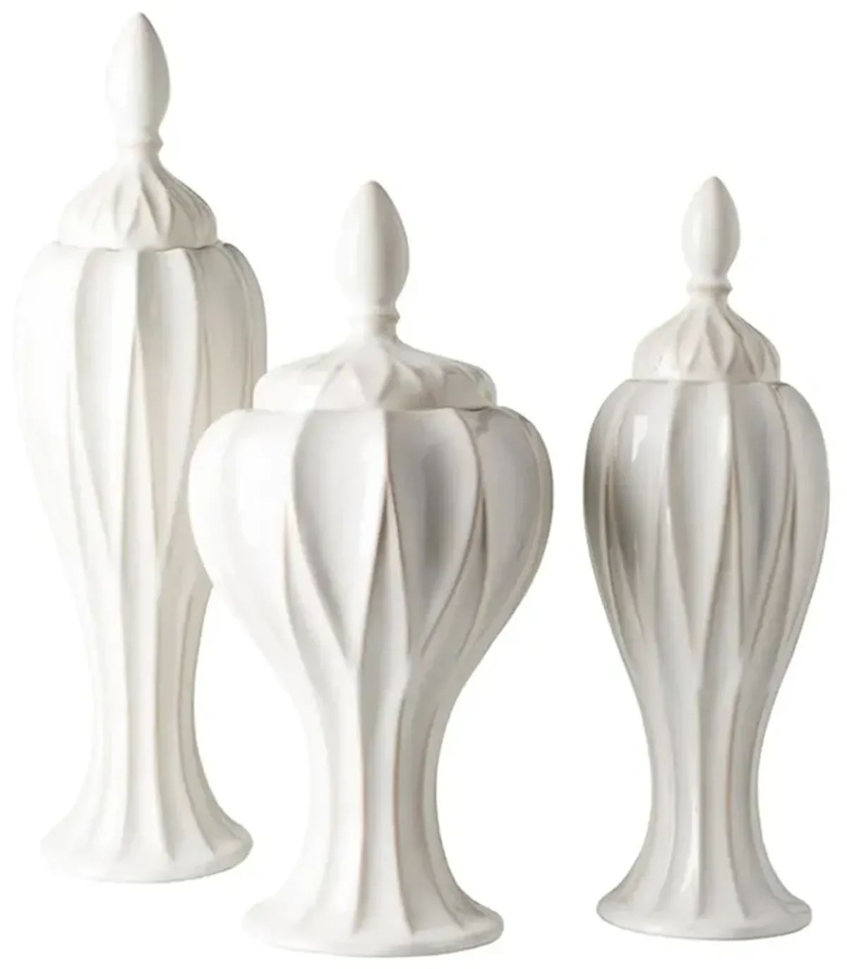 Ophelia French Country Cream White Ceramic Outdoor Jars - Set of 3