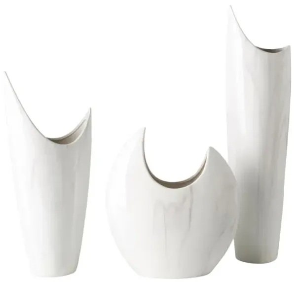 Vienna Modern Classic White Ceramic Outdoor Vases - Set of 3