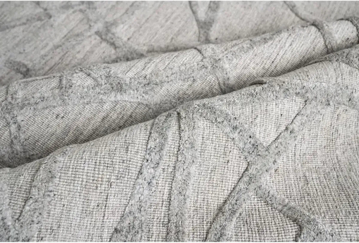 Levi Modern Grey Wool Bamboo Silk Patterned Rug - 8x10