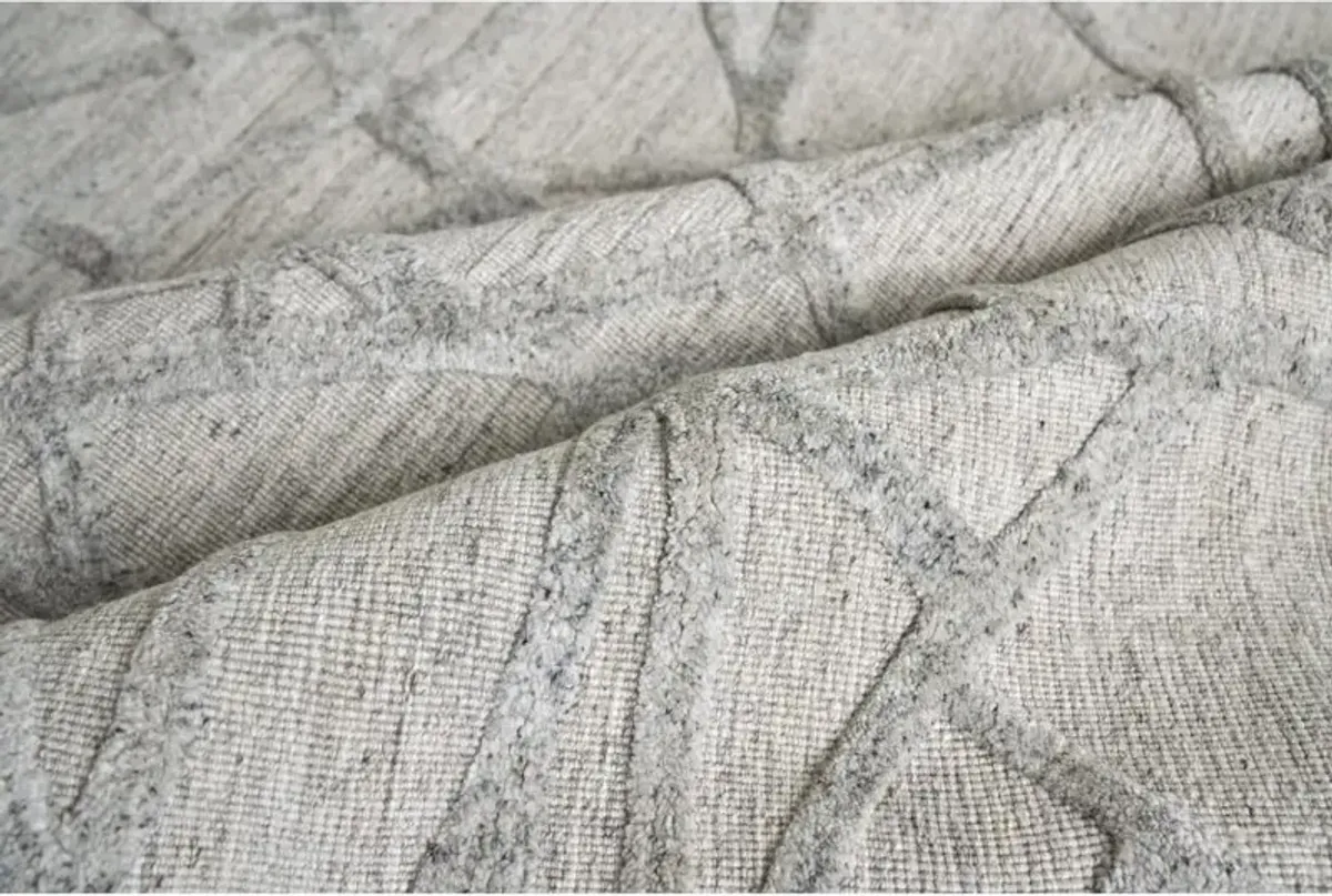 Levi Modern Grey Wool Bamboo Silk Patterned Rug - 10x14
