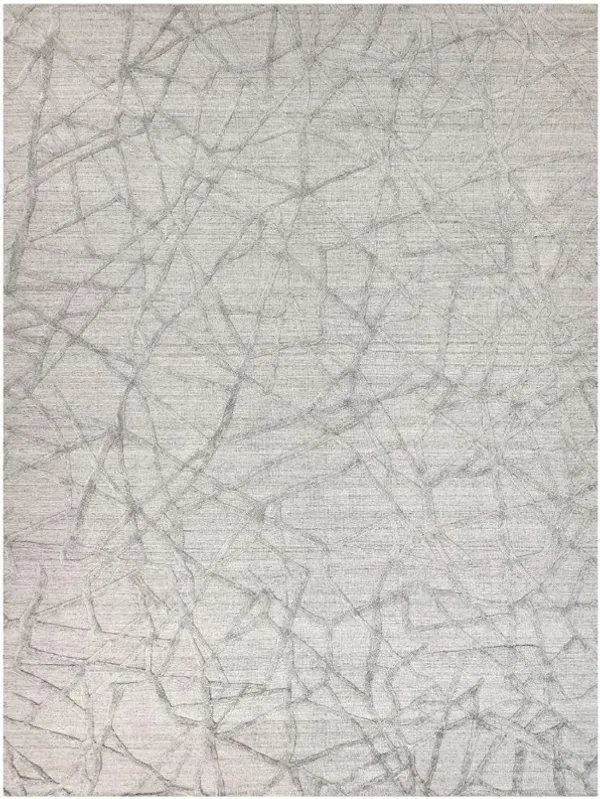 Levi Modern Grey Wool Bamboo Silk Patterned Rug - 12x15