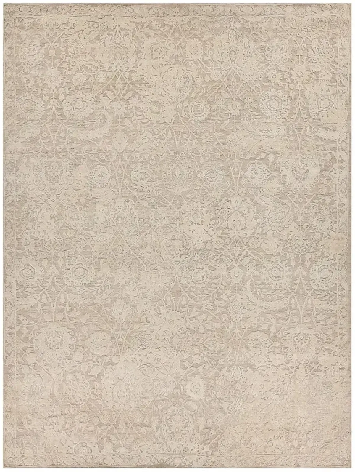 Miriam French Country Grey Wool Floral Patterned Hand Knotted Rug - 8x10
