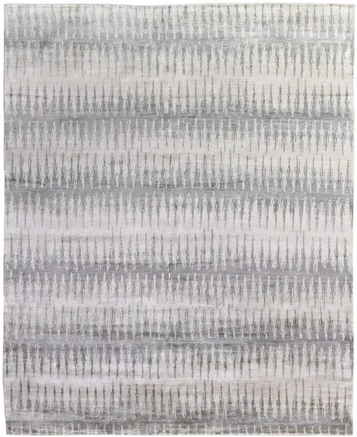 Naomi Modern Classic Grey Bamboo Silk Ikat Patterned Hand Knotted Rug - 6'x9'