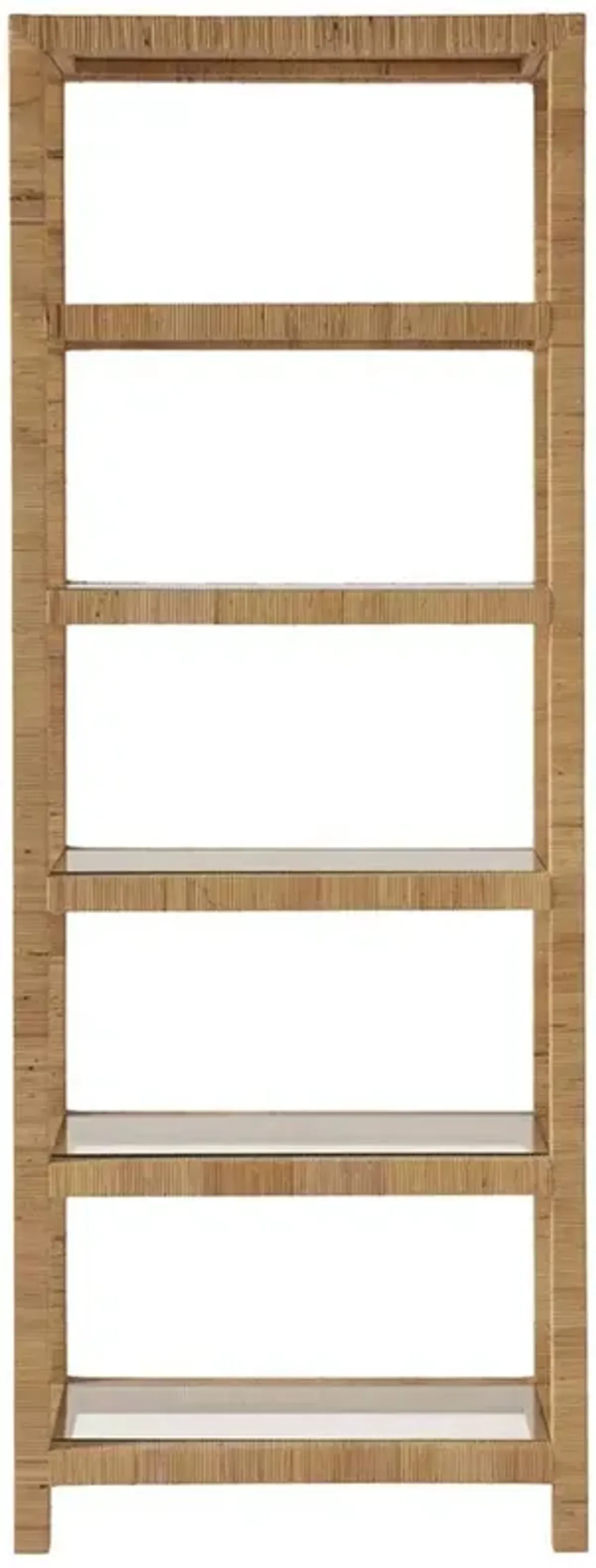 Ariah Coastal Beach Glass Brown Rattan Display Bookcase