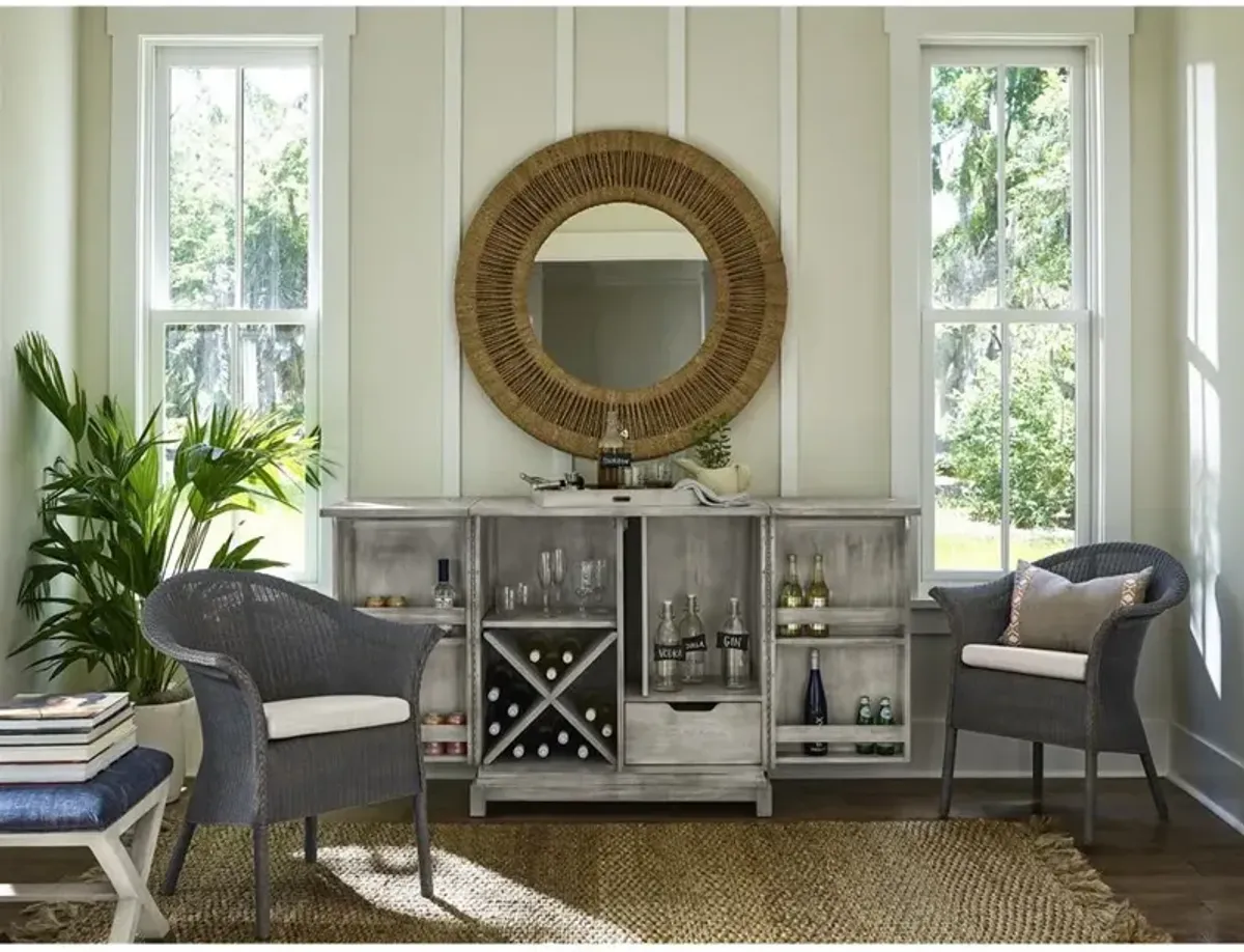 Sam Coastal Beach Brown Woven Abaca Round Wall Mirror