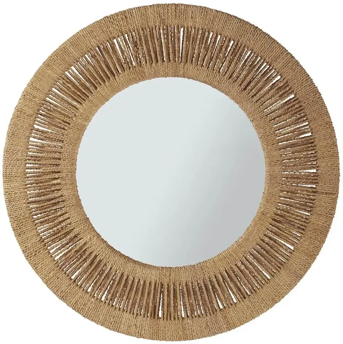 Sam Coastal Beach Brown Woven Abaca Round Wall Mirror