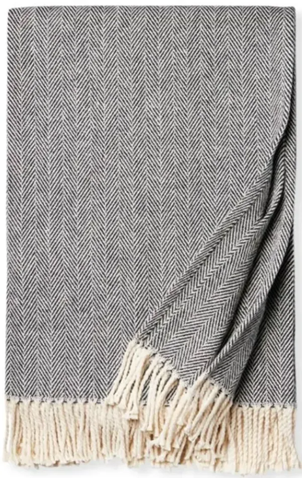 Sferra Modern Celine Black Cotton Throw Blanket