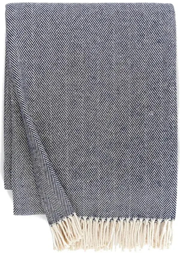 Sferra Modern Celine Navy Blue Cotton Throw Blanket