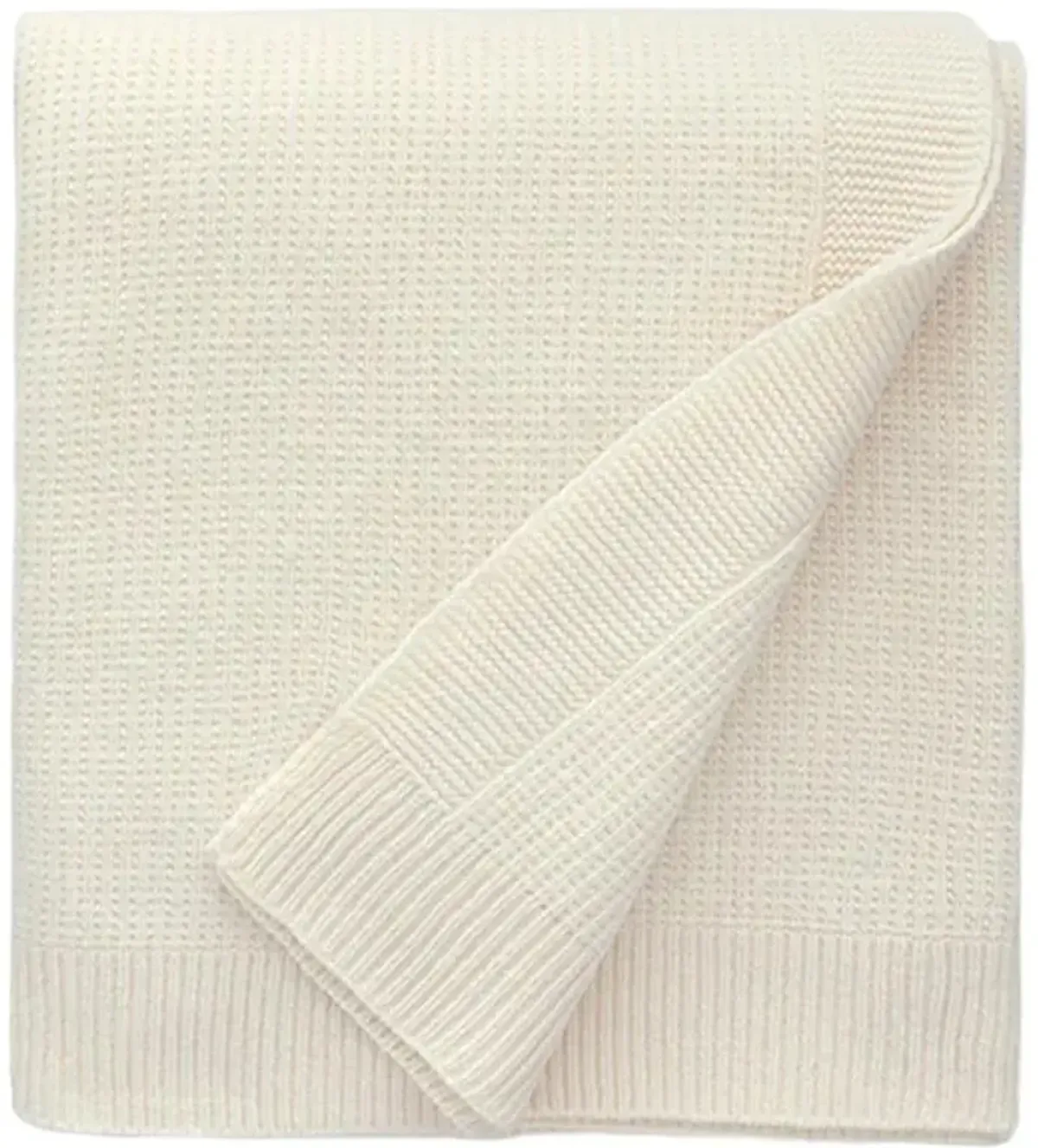 Sferra Modern Pettra Eggshell White Ribbed Lambs Wool Throw Blanket