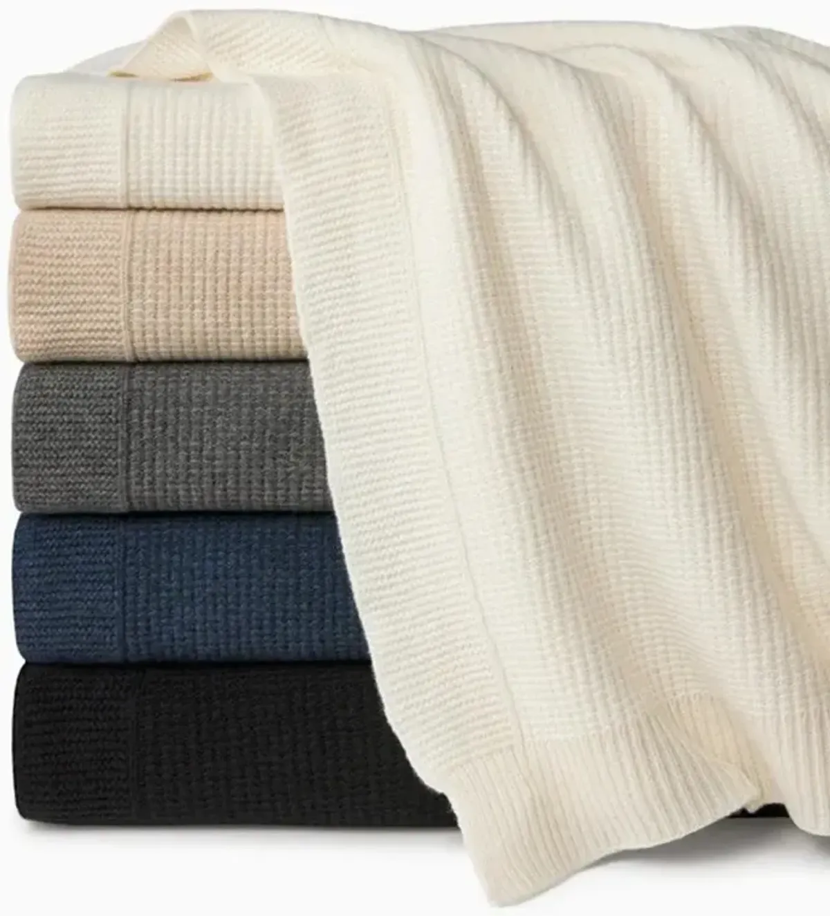 Sferra Modern Pettra Grey Ribbed Lambs Wool Throw Blanket