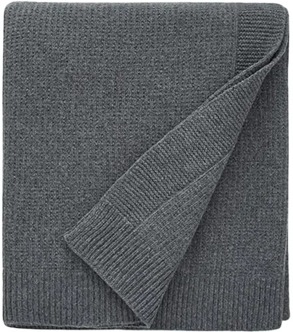 Sferra Modern Pettra Grey Ribbed Lambs Wool Throw Blanket