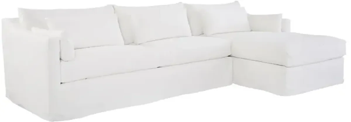 Cisco Home Rebecca Modern White Cotton Slipcovered Sectional Sofa - Right Arm Facing