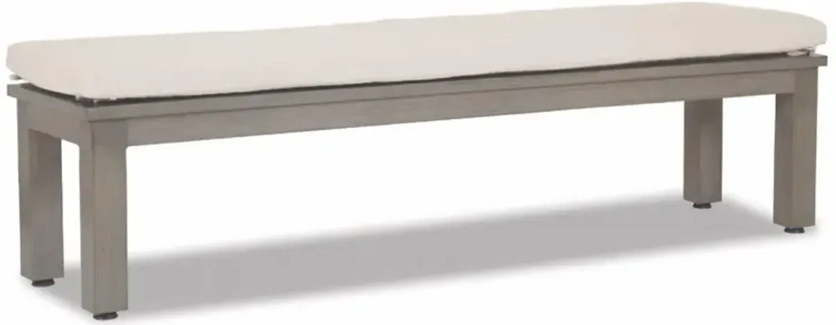 Ezra Modern Taupe Grey Aluminum Beige Cushion Outdoor Bench