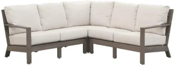 Ezra Modern Taupe Grey Aluminum Beige Cushion Outdoor Sectional