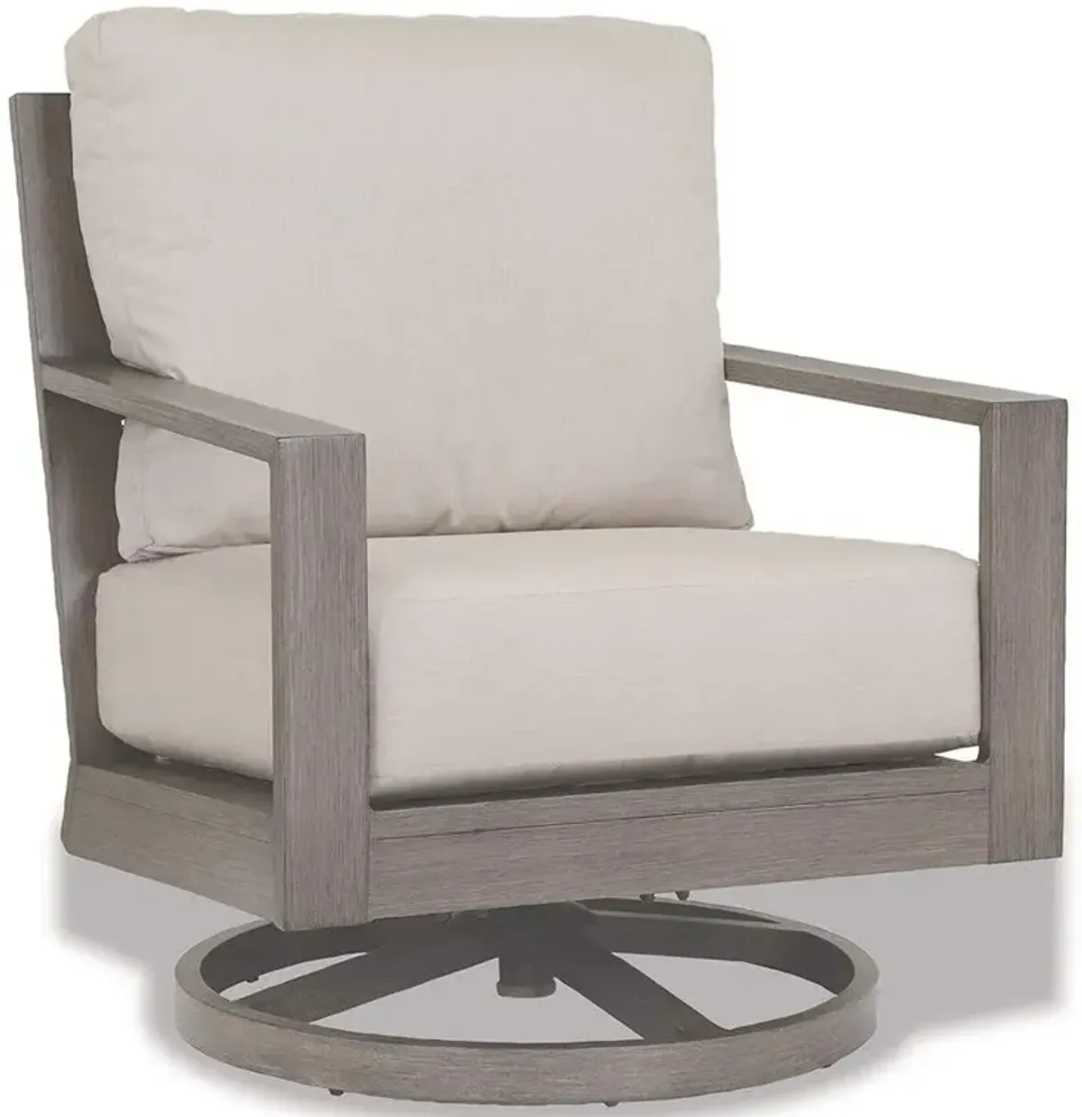 Ezra Modern Taupe Grey Aluminum Beige Performance Outdoor Rocker