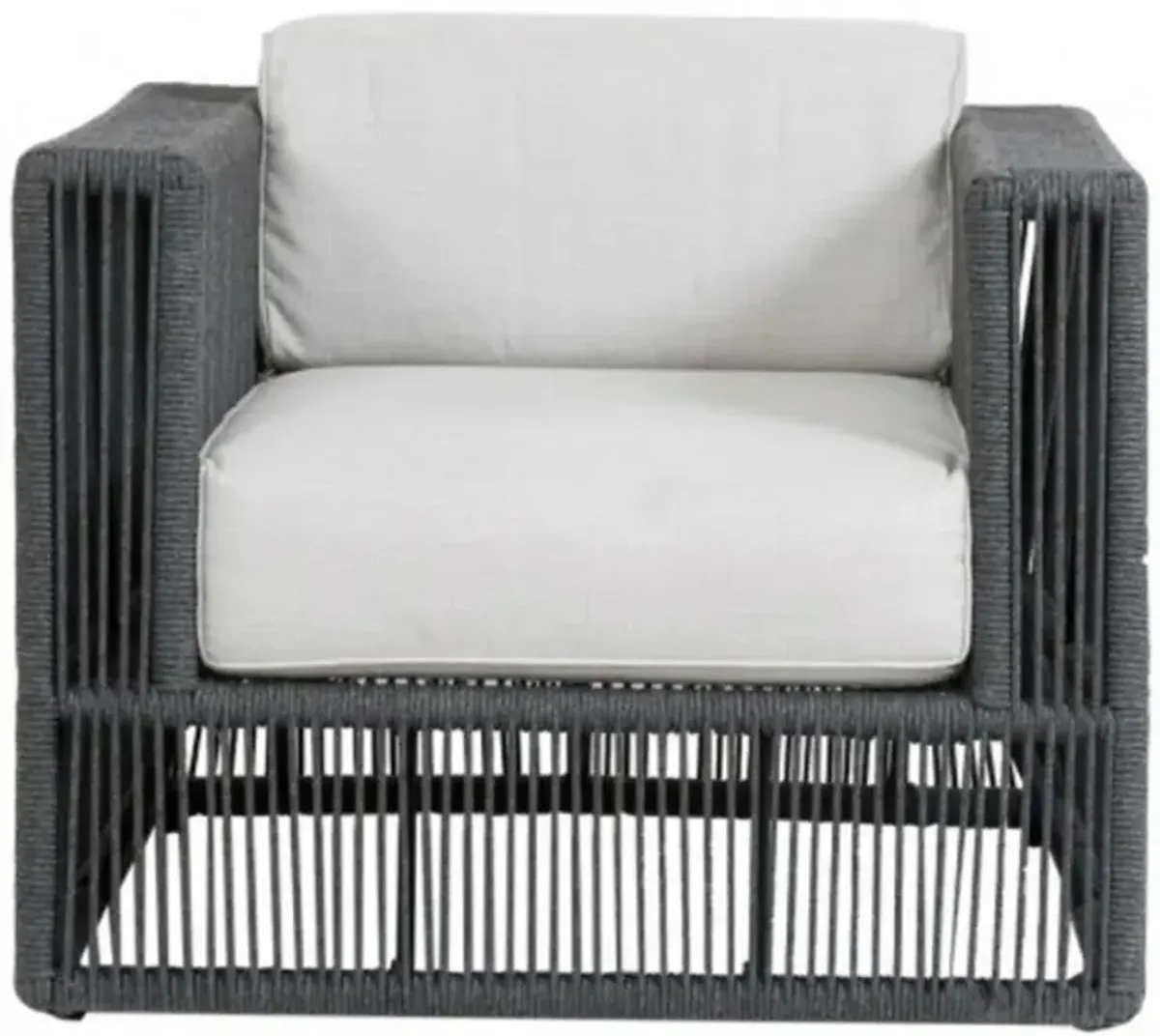 Levi Coastal Grey Cushion Black Woven Rope Outdoor Club Arm Chair
