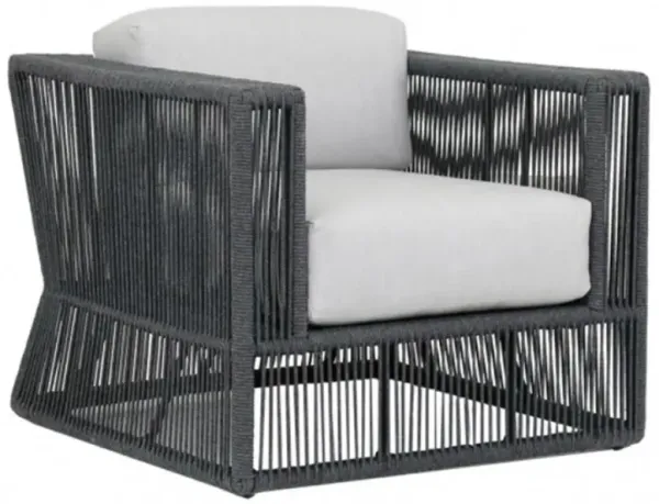 Levi Coastal Grey Cushion Black Woven Rope Outdoor Club Arm Chair