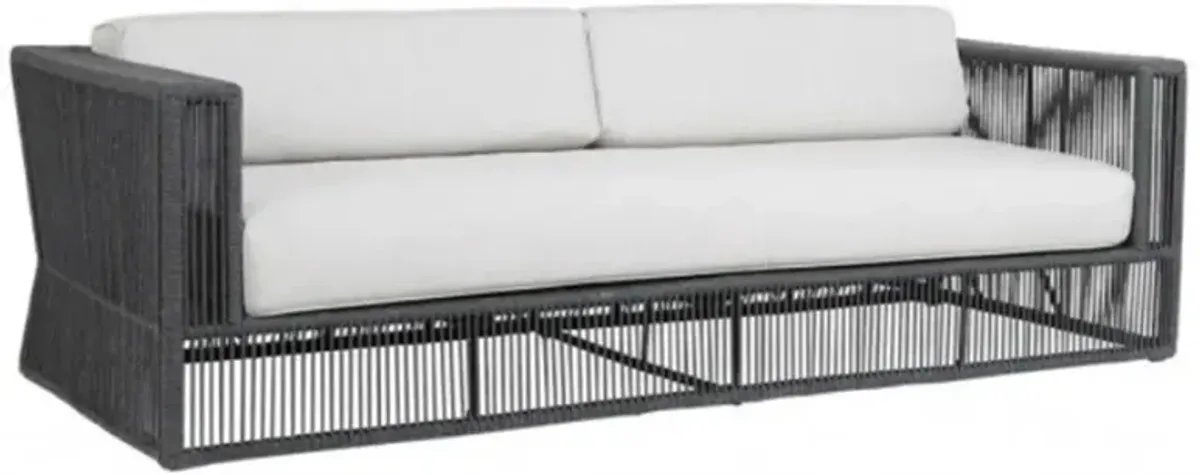 Levi Coastal Grey Cushion Black Woven Rope Outdoor Sofa