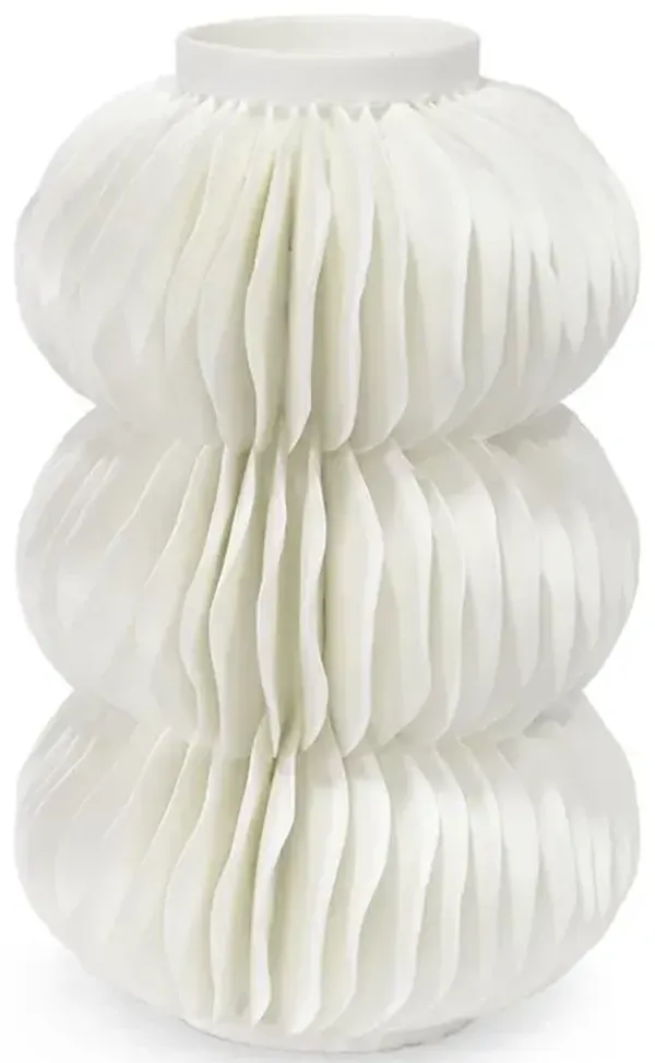 Palecek Antilles Coastal Beach White Porcelain Stacked Decorative Vase