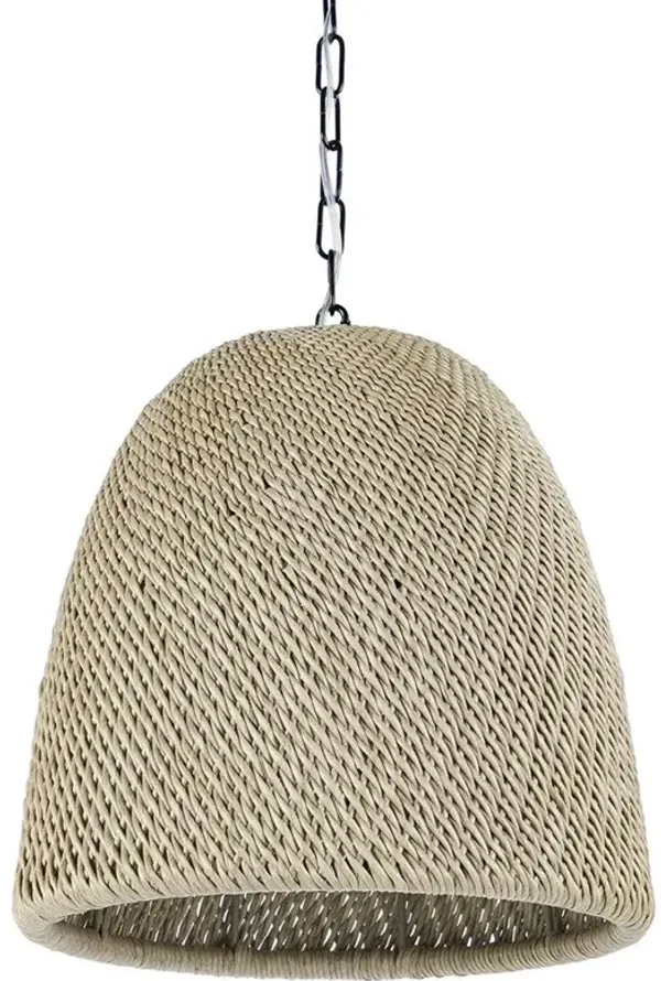 Palecek Augustine Coastal Beach Natural Brown Wicker Outdoor Cone Pendant