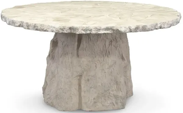 Palecek Camilla Coastal White Inlaid Fossilized Clam Stonecast Dining Table - 62"W