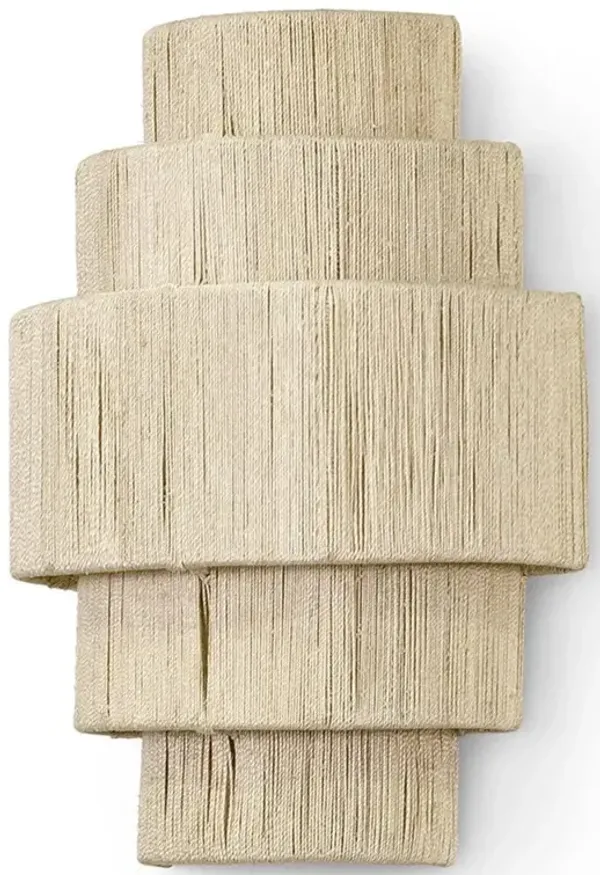 Palecek Everly Coastal Beach 5 Tier Natural Abaca Rope Wall Sconce