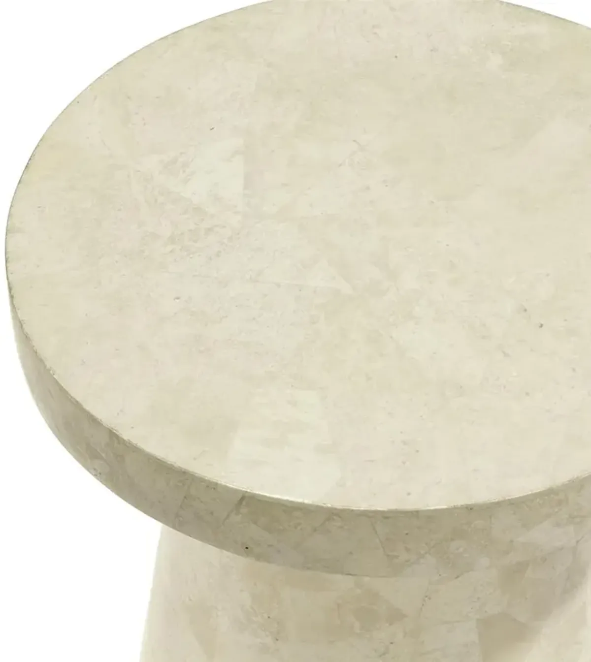 Palecek Foley Modern Classic White Stone Fiberglass Round Outdoor Side End Table