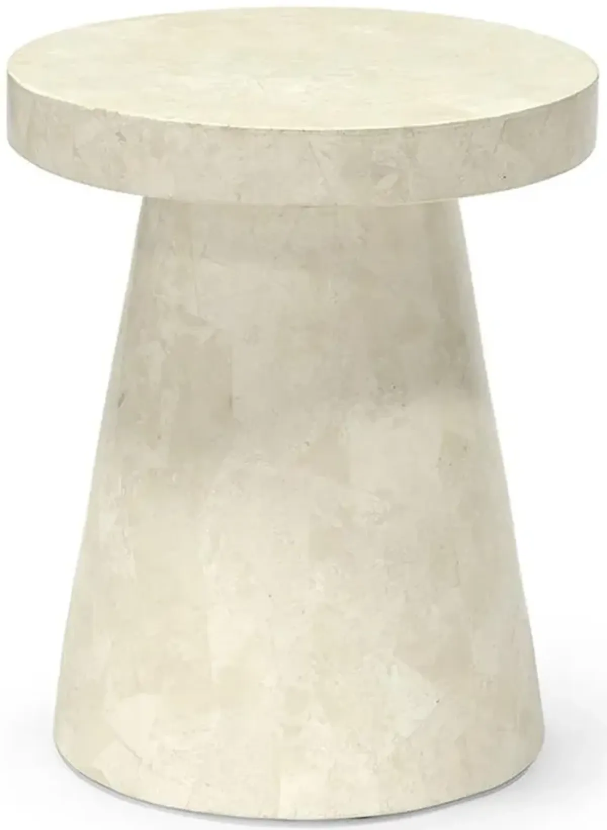 Palecek Foley Modern Classic White Stone Fiberglass Round Outdoor Side End Table