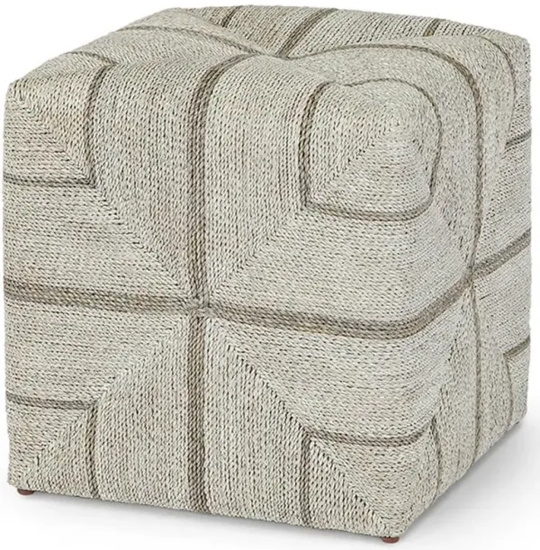 Palecek Fritz Coastal Beach Grey Lampakanai Rope Hardwood Square Ottoman