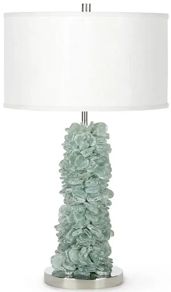 Palecek Seaglass Coastal Beach Green Glass Stones Table Lamp