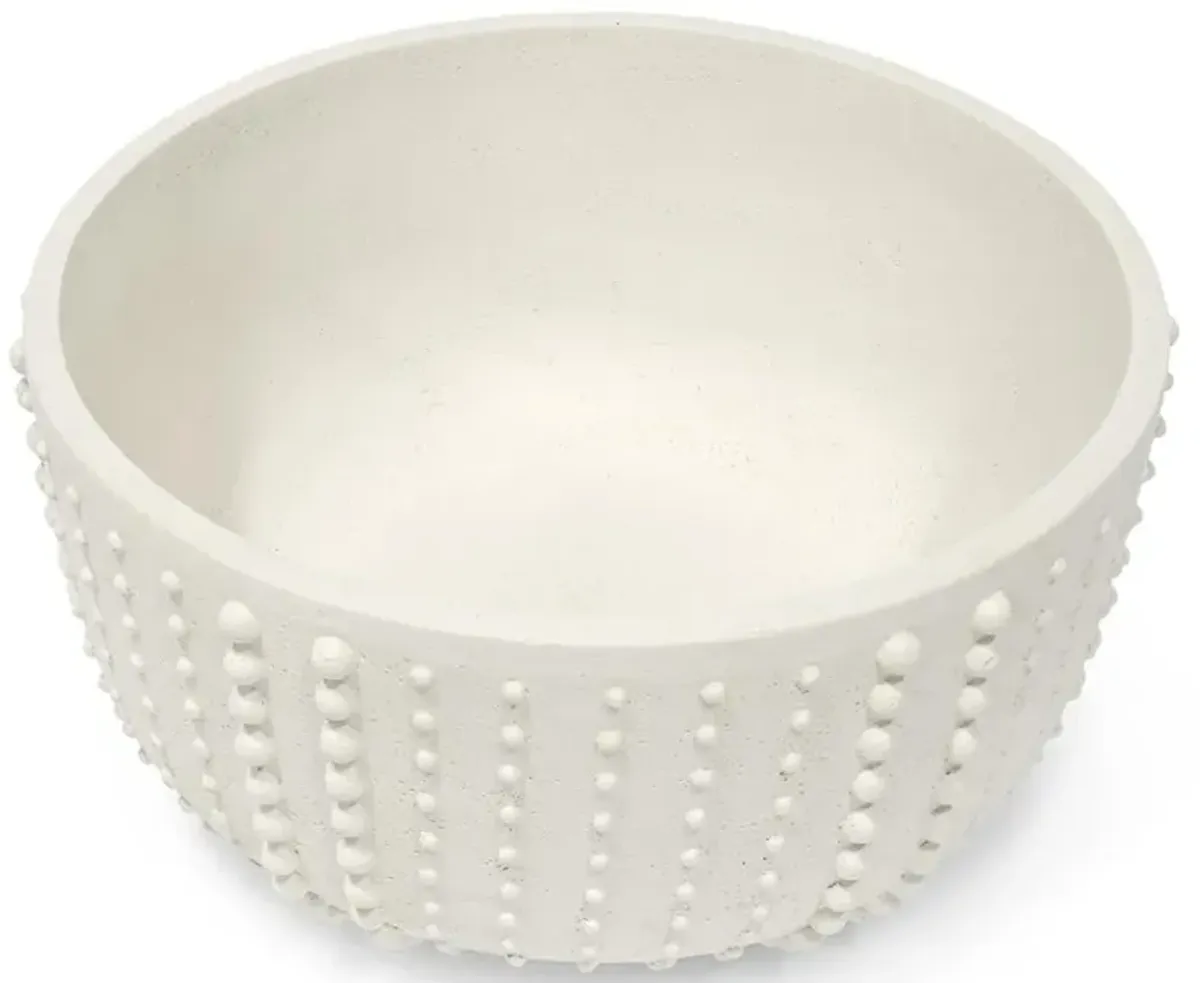 Palecek Urchin Coastal Beach White Stonecast Round Outdoor Decorative Bowl