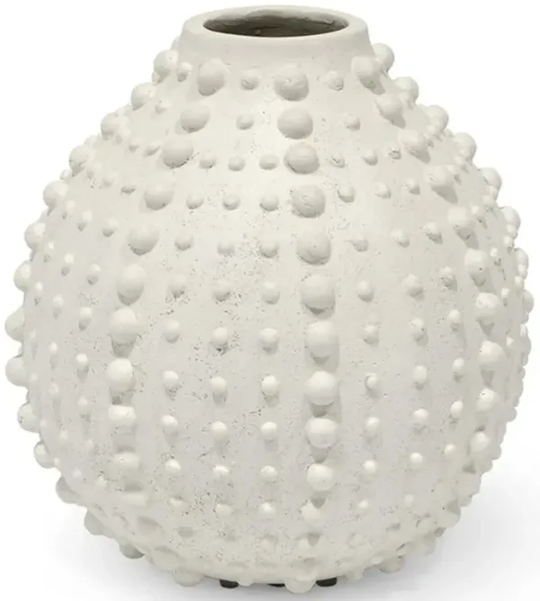 Palecek Urchin Coastal Beach White Stonecast Outdoor Decorative Vase - Small