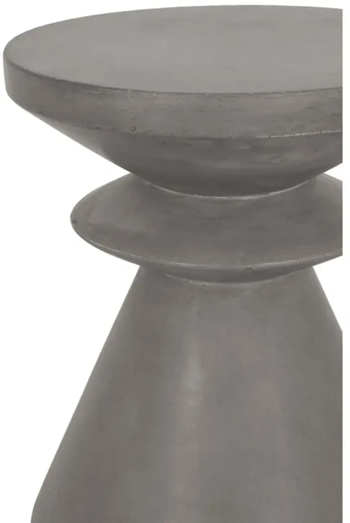 Declan Coastal Beach Grey Concrete Round Hourglass Outdoor Side End Table
