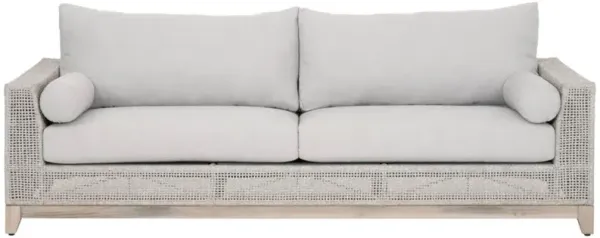 Alaina Coastal Beach Grey Woven Rope Teak Wood Outdoor Sofa - 90"W