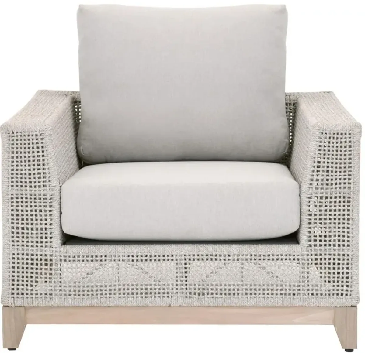 Alaina Coastal Beach Grey Woven Rope Teak Wood Outdoor Arm Chair