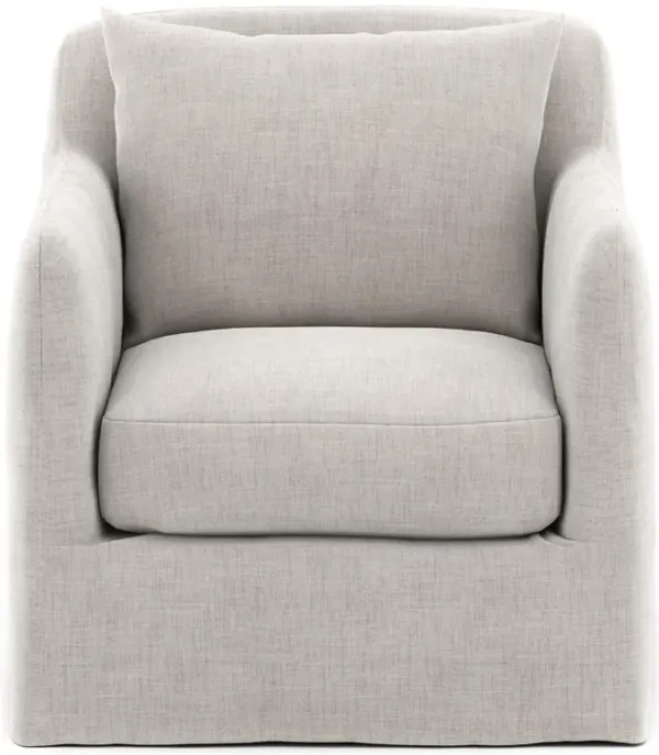 Cassandra Modern Stone Grey Cushion Slipcovered Outdoor Swivel Arm Chair