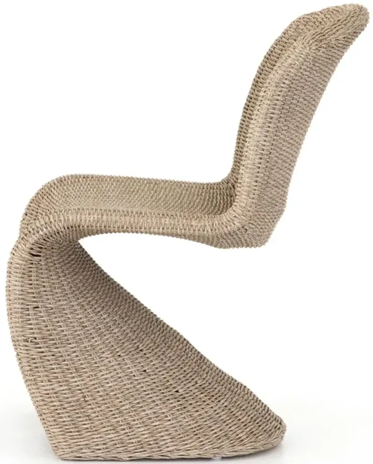 Ivanna Modern Classic Beige Woven Wicker Outdoor Dining Side Chair