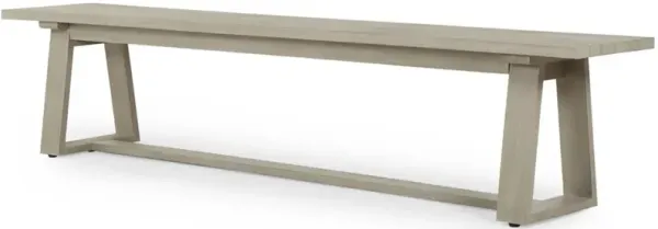 Cody Modern Classic Weathered Grey Teak Wood Outdoor Dining Bench