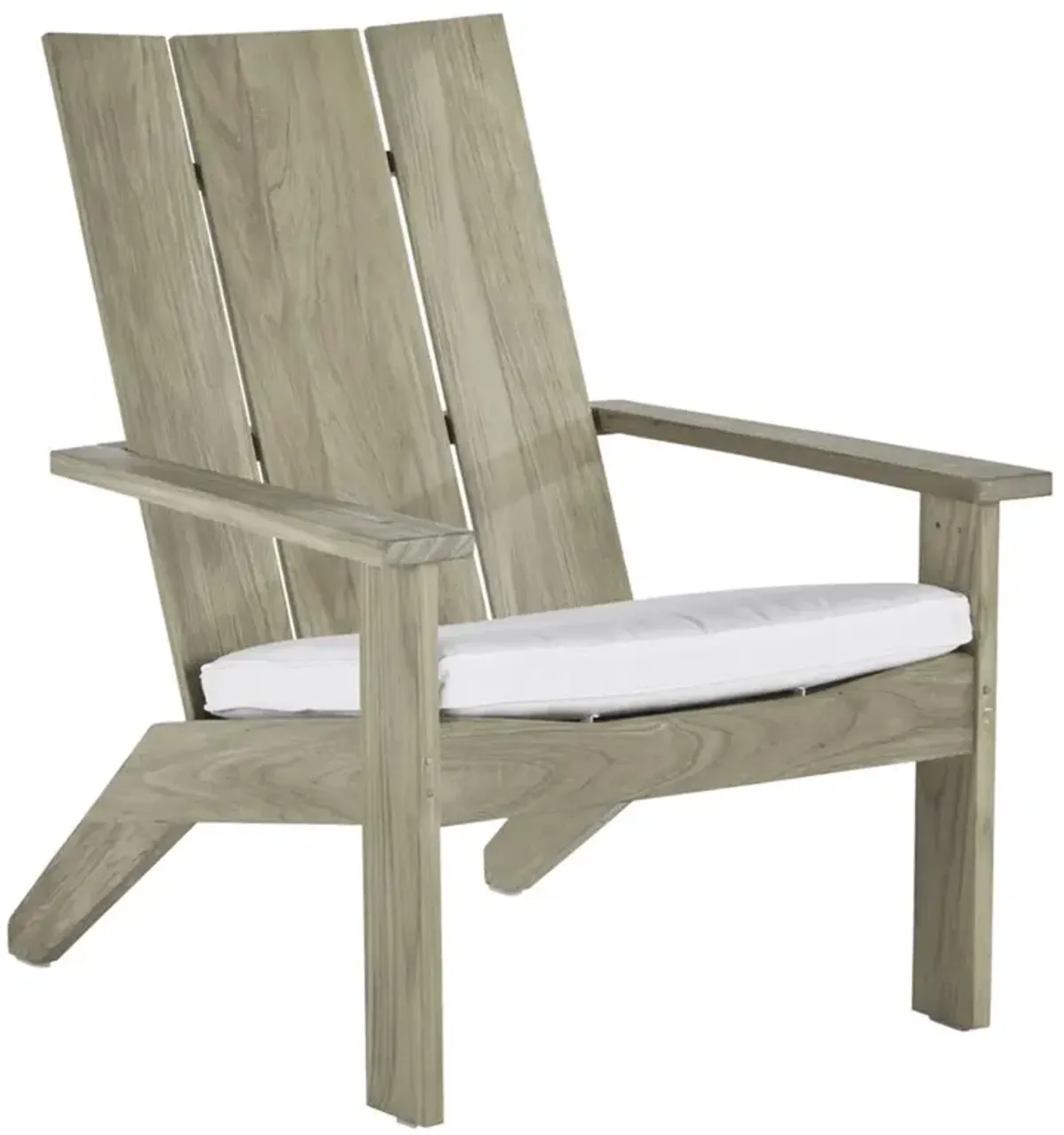 Ashland Modern Oyster Grey Teak White Cushion Outdoor Adirondack Chair