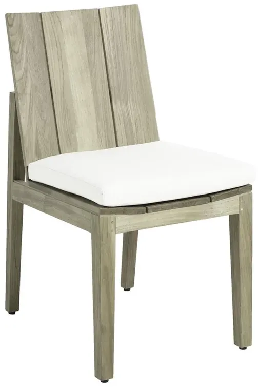 Ashland Modern Oyster Grey Teak White Cushion Outdoor Dining Chair
